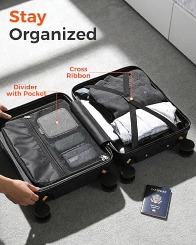 MyeMdan 16 Inch 43x33x20 Carry On Suitcase(Without Wheels), Black — view 5