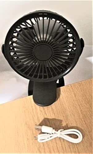 AH® USB Desktop Fan, 3 Speed 360° Adjustable Portable Clip on Stroller with 1200mAh Rechargeable Battery - Powerful Airflow, 3D Spiral Blades, Brushless Motor for Home Office (White) — view 6