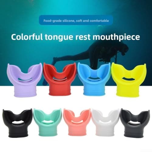 QuivyLivy Silicone Snorkel Mouthpiece with Tongue Rest for Scuba Diving Regulators, Comfortable Bite Guard to Reduce Jaw Fatigue, Secure Zip Tie Slots, (Cool Black) — view 3