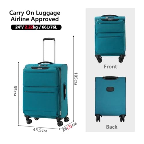 LIGHTGO 24" Softside Suitcase, Expandable, TSA Lock, Spinner Wheels — view 4