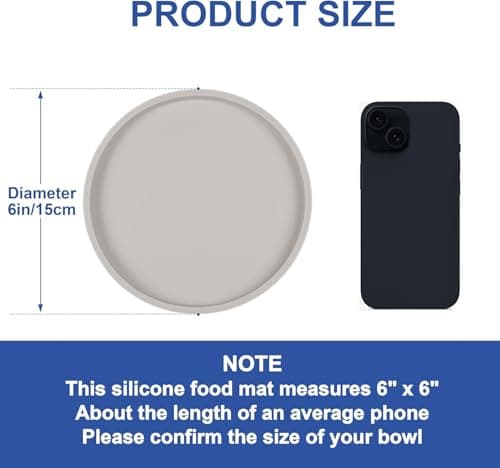 Pet Feeding Mat 15.3 cm, Arespark Pet Silicone Food Mat, Set of 2 Nonslip Waterproof Feeding Bowl Mat with Raised Edges for Food and Water Prevent Spills, for Dog Cat Puppy Kitten — view 2
