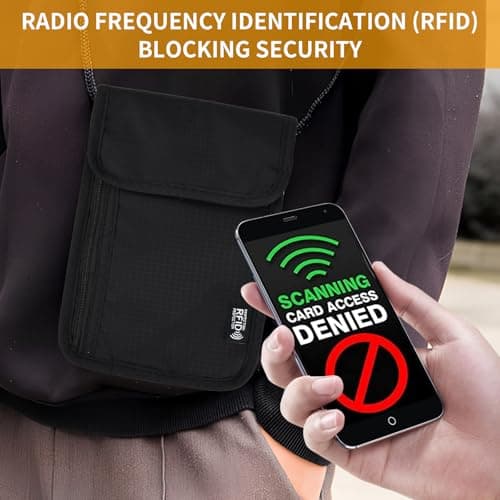 Amexo Neck Pouch Travel Wallet Secure Neck Wallet Travel Documents Holder Chest Bag for Travel Neck Pouches with RFID Blocking Travel Wallet Organizer for Passport Cash cards Keys — view 5