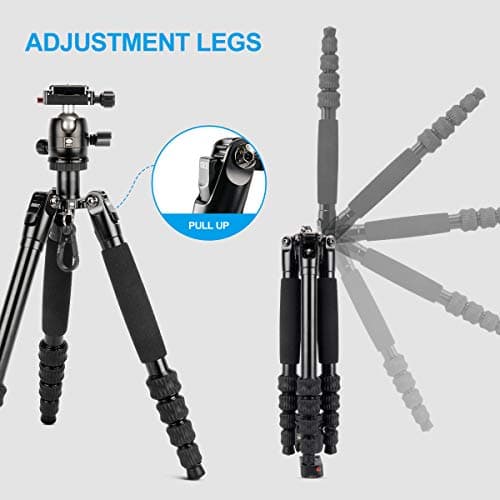 SIRUI Compact Traveler 5AX Tripod 51.97 inches Lightweight Aluminum Travel Tripod Portable Camera Tripod with 360° Panorama Ball Head and Arca Swiss Quick Release Plate Load Capacity Up to 5kgs — view 6