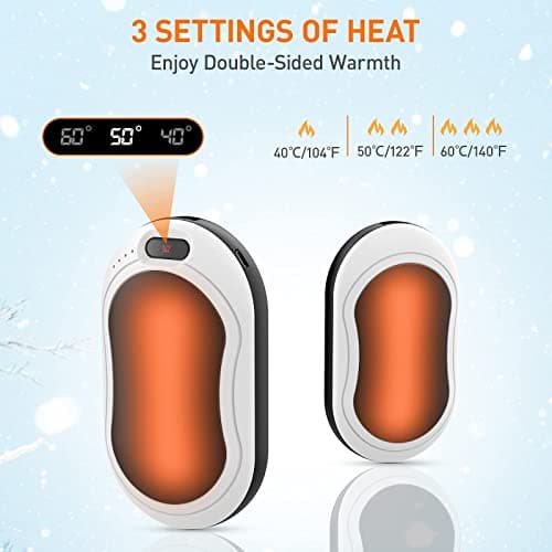 Hand Warmers, 10000mAh Rechargeable Hand Warmer Portable Power Bank Electric Pocket USB Warmer Reusable Heater, 3 Levels Heating, Heat Therapy, Best Winter Gift for Women Men Outdoor Sports — view 3