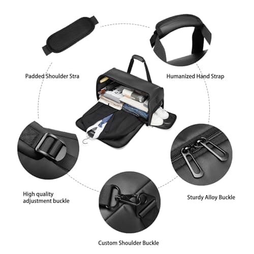 Garment Duffle Bags for Travel,Moulyan Convertible Carry on Garment Bag with Shoe Compartment,3 in 1 Waterproof Travel Suit Bag with Shoulder Strap for Men Women — view 3