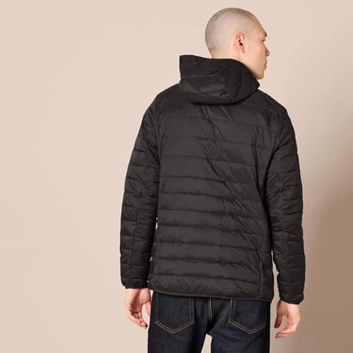 Amazon Essentials Men's Lightweight Water-Resistant Packable Hooded Puffer Jacket, Black, S — view 3