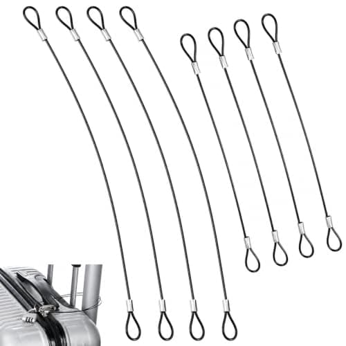 8 Pcs Security Cable with Loops, Stainless Steel Luggage Lock Safety Cable