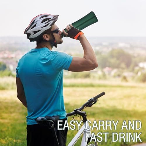 Risipu TPU Soft Flask Running Water Bottles, 500ML Folding Gel Water Bottle Reservoir Handheld for Hydration Pack Hiking Cycling Climbing Outdoors Motorbike Trail Race (Green 500ml) — view 4