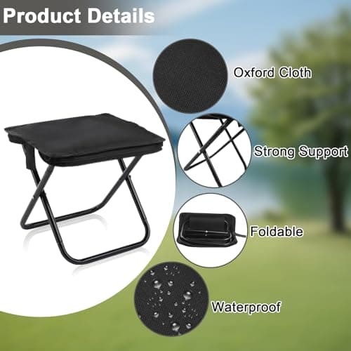 JINGIHE Folding Chair Portable Camping Stool Collapsible for Adults Black — view 5