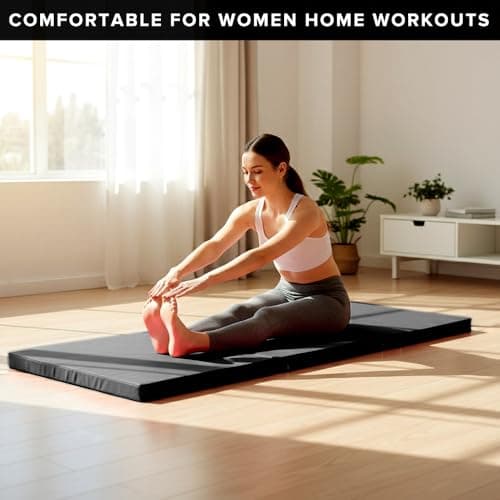 Exercise Mat – Tri-Fold PU Leather Yoga, Pilates & Gymnastics Mat, 6cm Thick Cushioned, Non-Slip, Foldable Home Gym Fitness Mat for Kids, Adults & Family Workouts (Black) — view 5