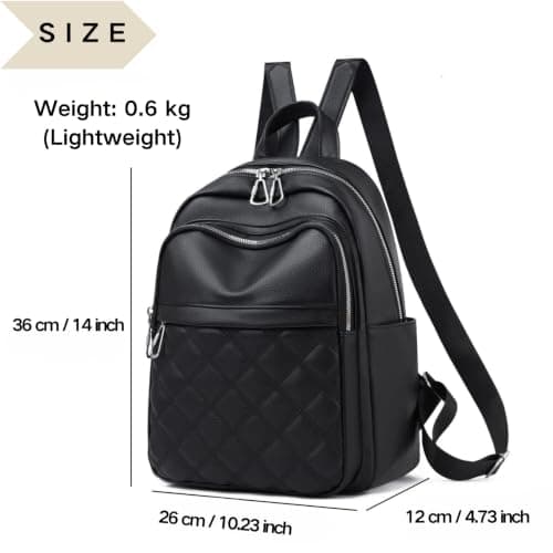 Suweir Women's Rucksack Vegan Leather Anti-Theft Quilted Ladies Daypack — view 3