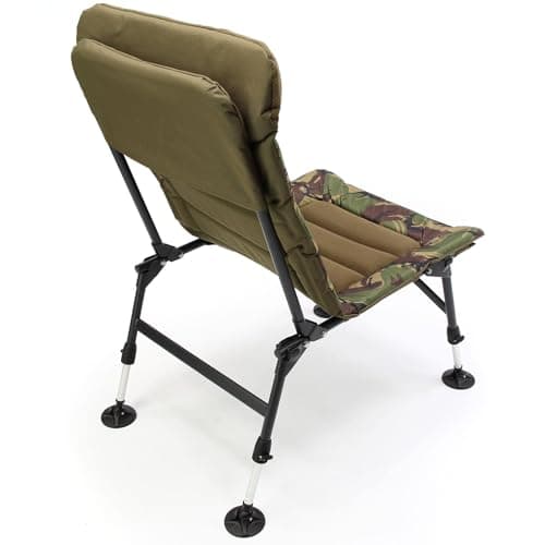 DNA Leisure Carp Fishing Chair, High Back Padded, Adjustable Mud Feet, Camo Design, Camping Festival — view 5