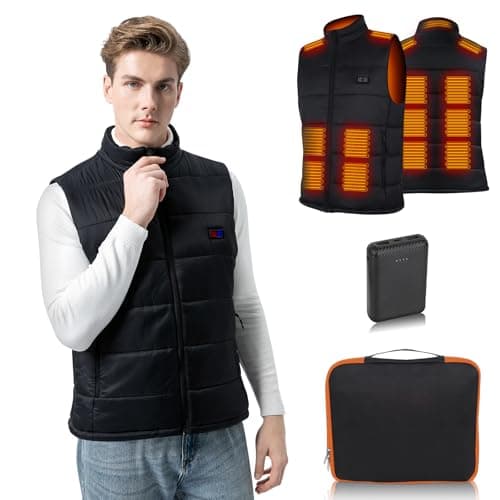 BIAL Men's Heated Vest, Men Heated Gilet with 15 Heating Zones, Winter heated body warmer jacket with 12000mAh Battery Pack for Outdoor Sking Hunting Hiking Camping