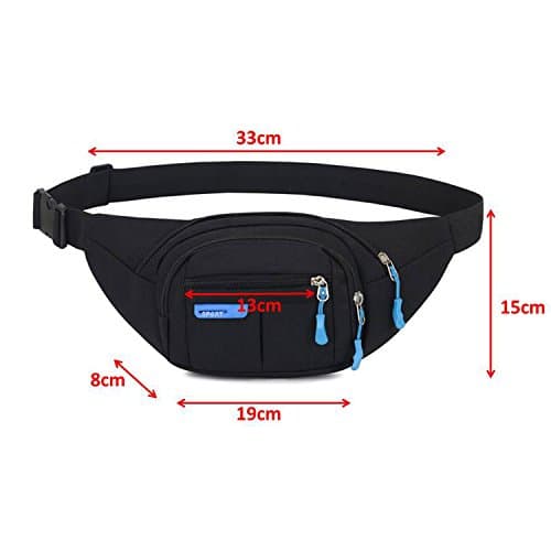 Waterproof Bum Bag Waist Fanny Packs Travel Hiking Outdoor Sport Money Hip Bag Pouch Pack Holiday Running Belt (BlackⅠ) — view 4