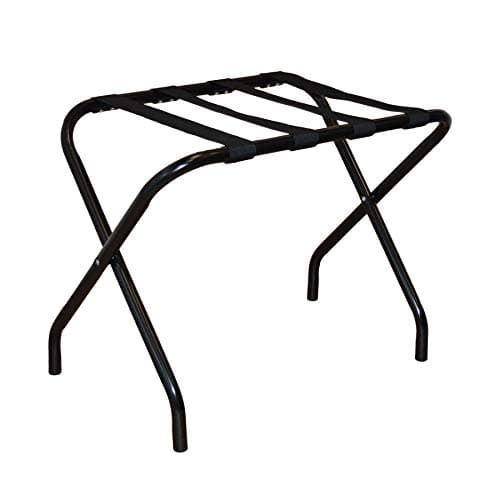 Harbour Housewares Folding Metal Luggage Rack - Black - Pack of 1 - Portable Folding Single Tier Home Bedroom Suitcase Foldable Suit Case Holder Travel Chest Storage Stand