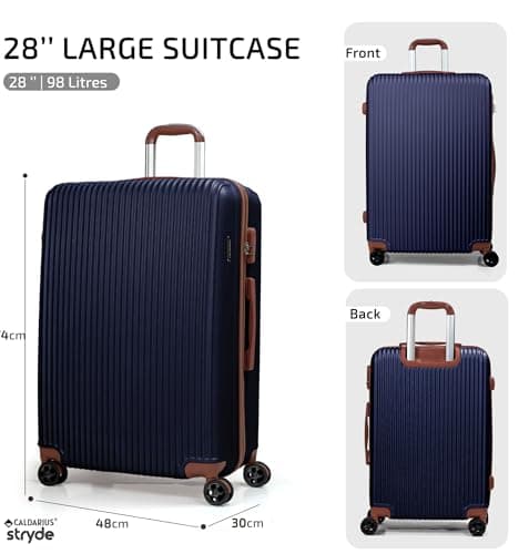 CALDARIUS Hardshell Luggage | Durable Suitcases | Lightweight & Secure with Combination Lock | Smooth 4 Dual Spinner Wheels | Ideal Travel Bag & Luggage Sets (Blue, Large 28") — view 2