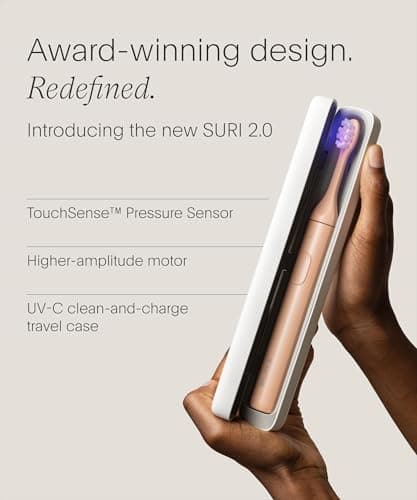 SURI Pro Sonic Electric Toothbrush | Over 4+ Weeks Battery | UV Cleaning Travel Case | Pressure Sensor | Aluminium Body | 2-Minute Timer | Plant-Based Head | Pink — view 2