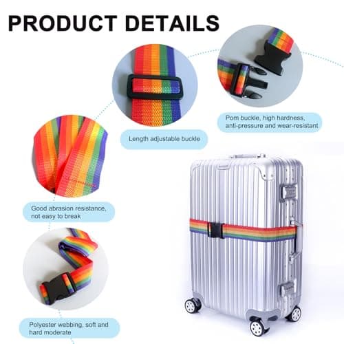 Luggage Straps, 6 PCS Adjustable Suitcase Straps(200 x 5 cm 6 Colors) — view 3