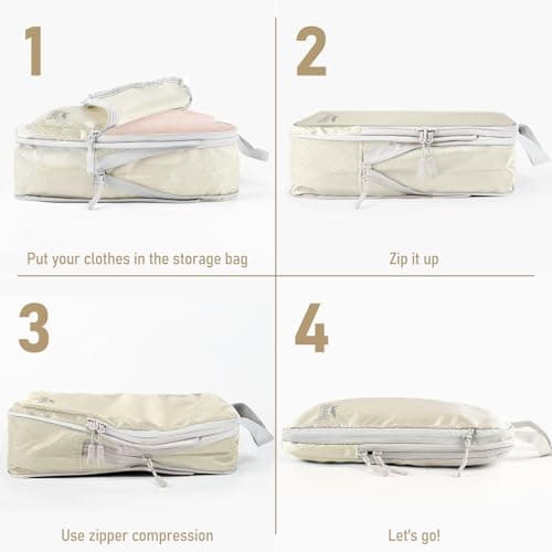 Compression Packing Cubes for Travel, Travel Essentials Luggage Organizer bags for Suitcase, Durable Compression Travel Packing Cubes for Carry on Backpack — view 3