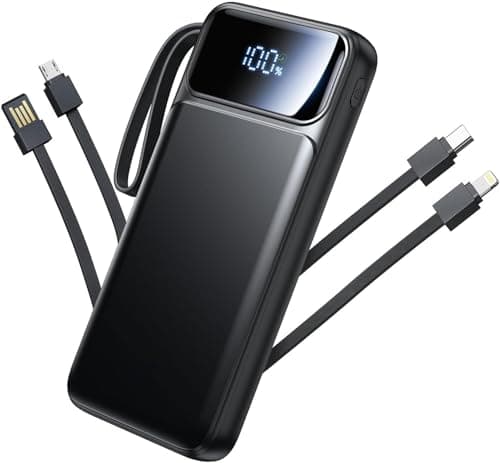 Power Bank 10000mAh, 22.5W Fast Charging Portable Charger Built-in 4 Cables