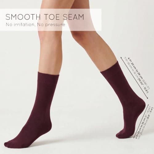 Mysocks Finest Cotton Dress Socks for Men Women - Super Soft Breathable Plain Burgundy Crew Socks for Business Casual Looks Burgundy 7-11 — view 2