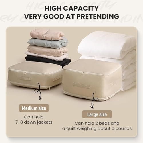 Ultra Space Saving Self-Compression Organiser, Space Saving Bags, Compression Packaging Bags, Storage Bags for Clothes, Vacuum Sealed Blankets Storage Bags (Blue, L) — view 4