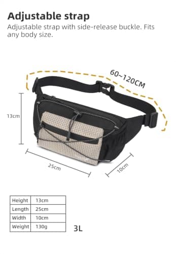Waist Pack with Security Pocket, Large Capacity & Expandable – Multifunctional Bum Bag/Chest Pack for Hiking, Cycling, Skiing & Travel (Ivory) — view 5