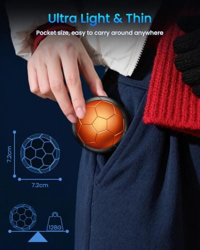 Magnetic Hand Warmers Rechargeable, 2 Pack Reusable Electric Hand Warmer with 20Hrs Warmth & 3 Levels Heat, Portable Pocket Heater for Cold Weather, Outdoor, Indoor(Orange) — view 5