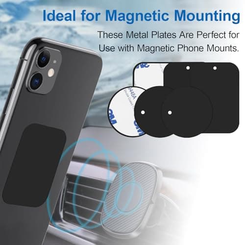 Magnetic Phone Mount Metal Plates, 6 Black Adhesive Discs for Car Holders — view 5