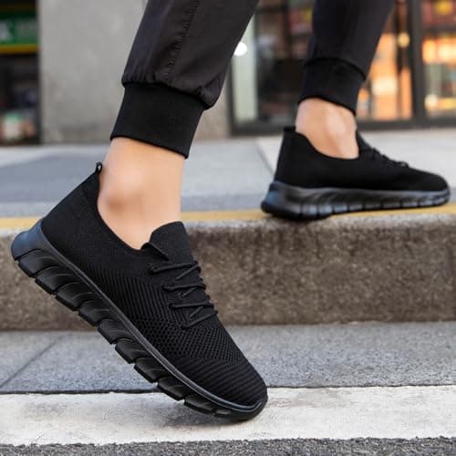 Trainers Men Shoes Running Gym Sneakers Slip on Walking Black UK Size 10 — view 2