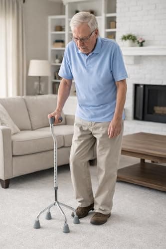 The Helping Hand Company Aluminium Height Adjustable Quad Cane, Small Base, Lightweight 4 Point Stability Walking Stick for Elderly and Mobility Support — view 6