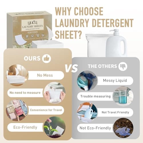 YUCO Laundry Detergent Sheets 80 Loads, Eco Travel Laundry Detergent Liquidless Detergent Soap Sheet, Dissolvable in in Sink and Washer, Plastic Free Packaging, Amber Sandalwood (1 Pack, 150g) — view 6