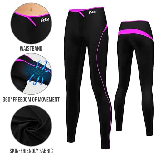 FDX Women's Base Layer Leggings Lightweight All Season Tights Pink M — view 3