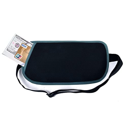 RFID Blocking Money Belt for Men Women, Slim Fanny Pack for Travel，Running,Conceal Waist Wallet for Passport Holder,Phone,Cash(Turquoise) — view 3