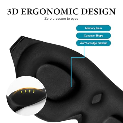 Moisture Chamber Glasses for Dry Eyes, Silicone Hydrating Sleep Mask Blackout Goggles Reusable Lightweight Zero Eye Pressure 3D Soft Breathable Eye Cover for Side Sleeper Men Women(Black) — view 2