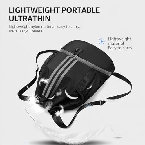 RubyTint Drawstring Gym Bag-Waterproof Sports Backpack with Shoe Compartment and Wet Dry Separation, Large Unisex Swimming Bag with Mesh Fabric and Adjustable Shoulder Straps (black) — view 2