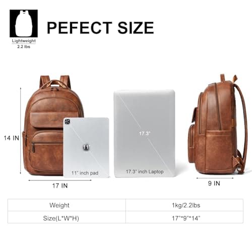 Leresas 37L Backpack Purse for Women Men Laptop Bag Travel Backpack Vegan Leather Work Business Back Pack Fashion Back Bag — view 3
