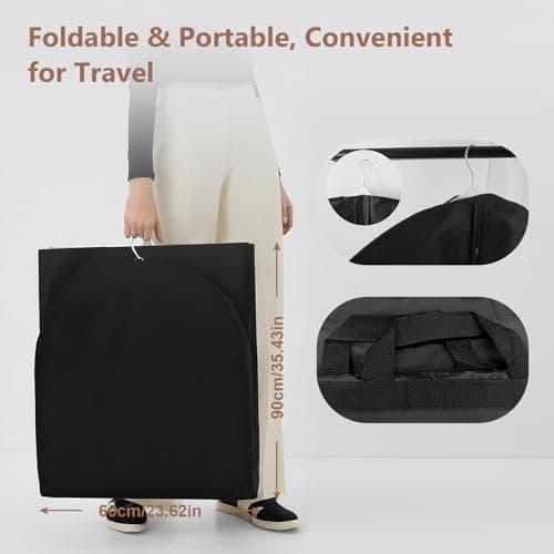 AMFUN Dress Bag,Full Length Travel Suit Bag with Zipper, Dust-proof Clothes Covers Protector Bags,Gown Garment Bag for Long Dresses, 180×60 cm (Black) — view 3