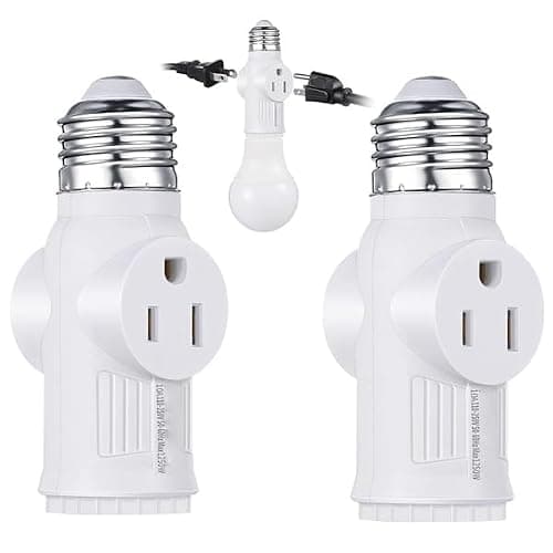 Akfldms for Lamp Socket to Plug Adapter 2 Pcs, E26 Light Socket to 3 Prong Outlet Converter in Type — view 6