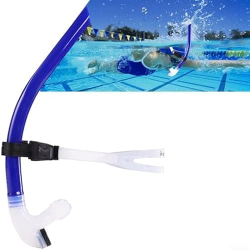 Front Mounted Swimming Snorkel For Adults And Kids, Adjustable Silicone Breathing Tube For Freestyle Technique, Pool In Blue(Blue) — view 3