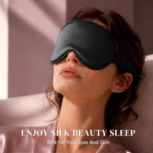 ZIMASILK Adjustable 22MM 100% Mulberry Silk Sleep Mask, 3D Contoured Cup Eye Mask for Sleeping, Contoured Zero Pressure, Perfect Blocks Light, Super Soft Breathable, Pure Silk Filler (Black) — view 5
