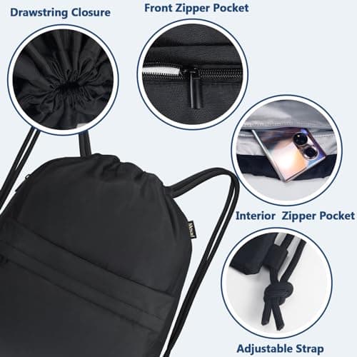 Moyad Lunch Bag Adults Thermal Drawstring Insulated Lunch Cooler Bag Portable and Durable, Eco-Friendly Waterproof Cool Bags Adjustable Shoulder Strap Lunchbag, Ideas for School Work and Travel,Black — view 6