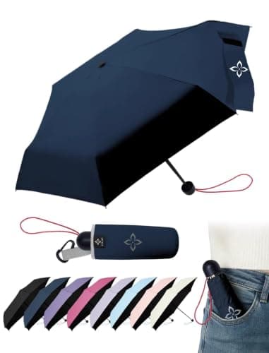LILAC Mini Compact Folding Umbrella, Travel Pocket Rain Sun UPF 100+ UV