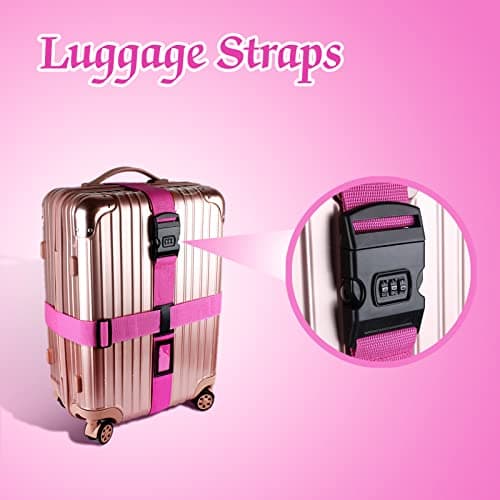4pcs Luggage Straps with Coded Lock, Adjustable Travel Packing Accessories Non-Slip Suitcase Belts Packing Belt, Safely Closing Suitcase Straps Belts for Mark Luggage(1.97 in*78.74 in) — view 6