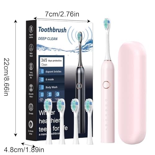 Adult Electric Toothbrush | Travel Electric Toothbrush | Rechargeable Lasts 180 Days 40000 VPM Deep Clean 6 Modes Toothbrush Includes Travel Case for Adults — view 5