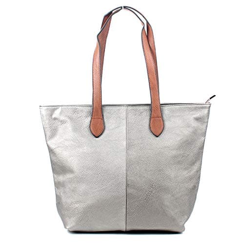 AOSSTA Tote Bags For Women Lightweight Shoulder Bag Handbag (Silver) — view 4