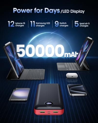 PDBEST Power Bank 50000mAh 22.5W Fast Charge 3-in-1 Cable Battery Pack — view 3