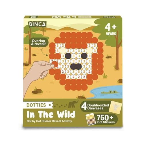 Binca Dotties Dot Art Activity Kit, 750+ Stickers, Wild Animals Mess-Free Activities, DIY Dot Sticker Art for Toddlers, Kids Travel Activities, Craft Kits & Gifts for Boys & Girls Ages 4,5,6,7