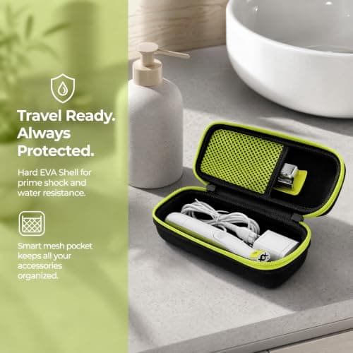 Merzio Compatible with Philips One Blade Case, Hard Travel Case for Mens Electric Shaver, Waterproof Storage Case for OneBlade Pro 360 & Braun Series 9, Black — view 4