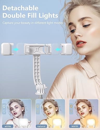 Selfie Stick Tripod for iPhone - 2 Rechargeable Fill Lights — view 2